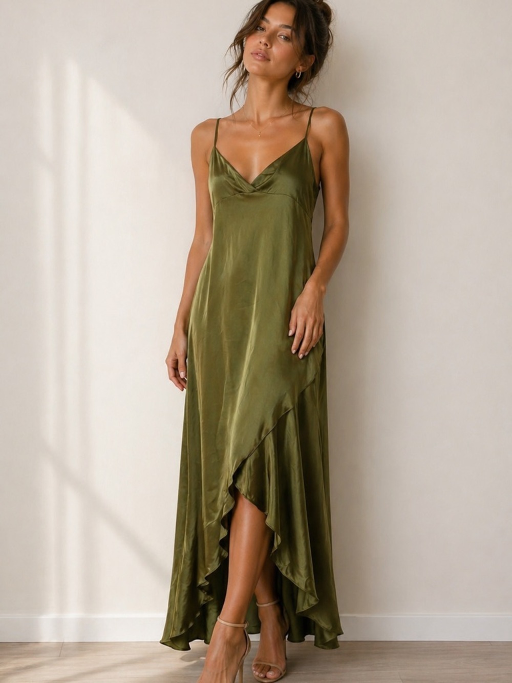 wild fable Olive Green High-Low Slip Dress